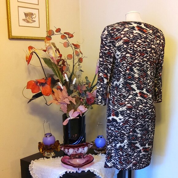 NWT Eric Alexandre Multi Color 3/4 Sleeve Scoop Neck Spring Fall Winter Dress M - Picture 7 of 7